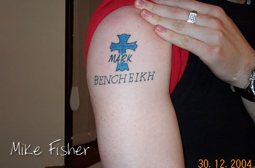 Mike Bibby, tattoo, leg. Mike Fisher tattoo Mike Bibby, tattoo, leg. Mike Fisher tattoo